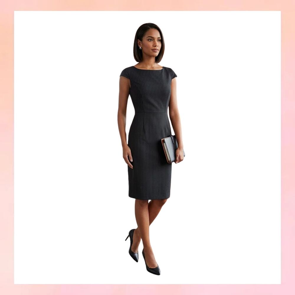 United Colors of Benetton Pinstripe Sheath Dress Black Size Large